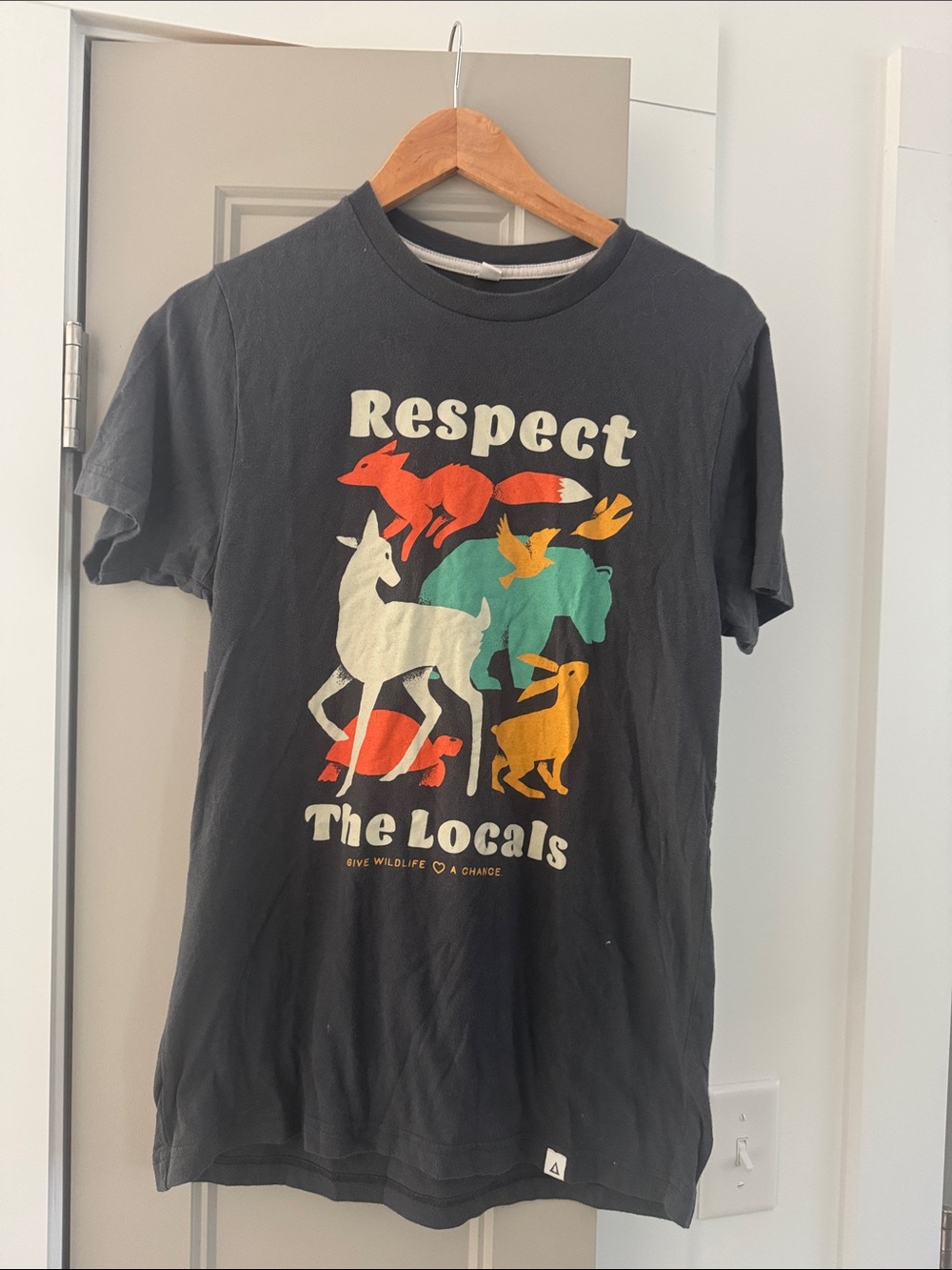 Respect The Locals Graphic Tee - Black with Multi-Color Wildlife Print